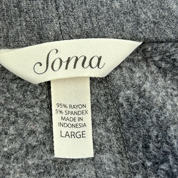 Soma Charcoal Gray Long Open-Front Cardigan | Size L | Soft Stretch Pockets - Picture 5 of 6